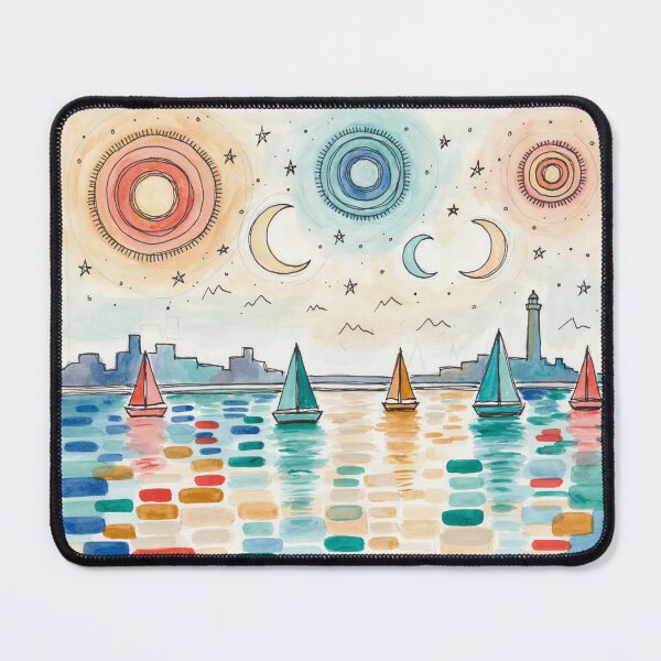 Item preview, Celestial Harbor – Paul Klee Inspired Geometric Sailboat & Celestial Modernist Wall Art designed and sold by Tamas Das.
