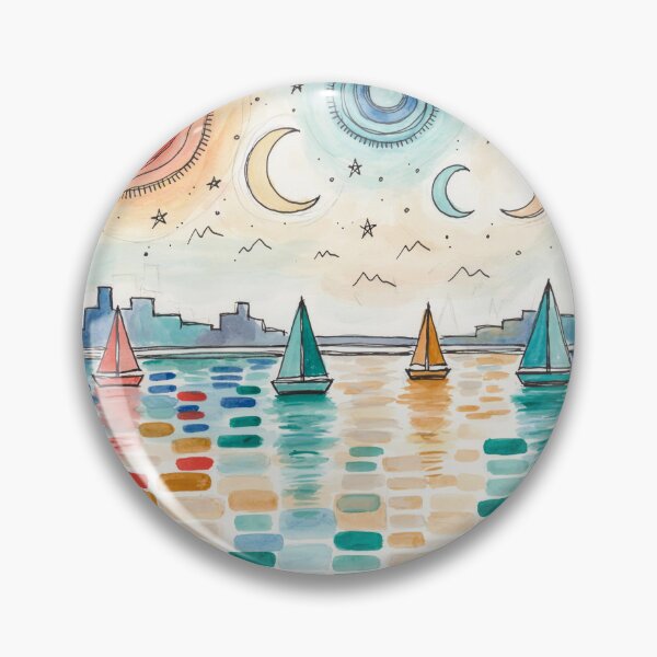 Item preview, Celestial Harbor – Paul Klee Inspired Geometric Sailboat & Celestial Modernist Wall Art designed and sold by Tamas Das.