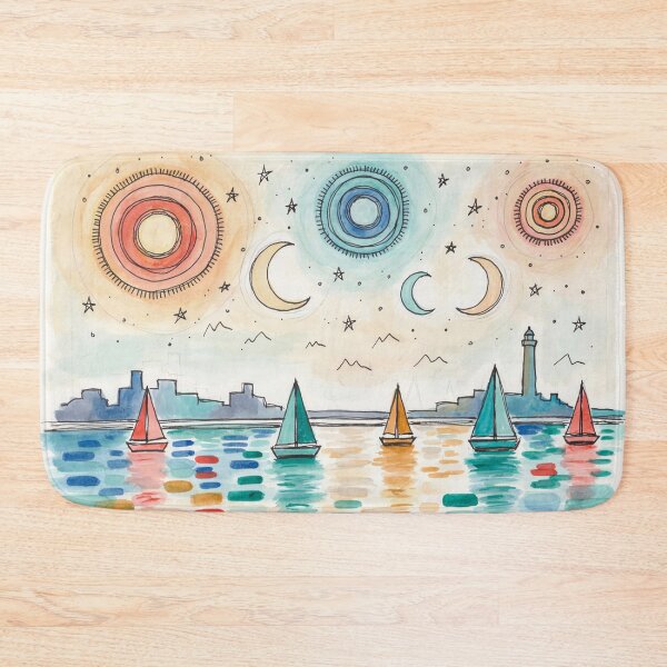 Item preview, Celestial Harbor – Paul Klee Inspired Geometric Sailboat & Celestial Modernist Wall Art designed and sold by Tamas Das.