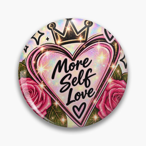 Item preview, Holographic Self Love Sticker – Pink Heart & Roses, Crown, Girly Y2K Aesthetic designed and sold by AstraDrip Studio.