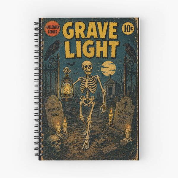 Item preview, Vintage Halloween Cover Art: Spooky Skeleton Lantern Keeper designed and sold by bapupa.