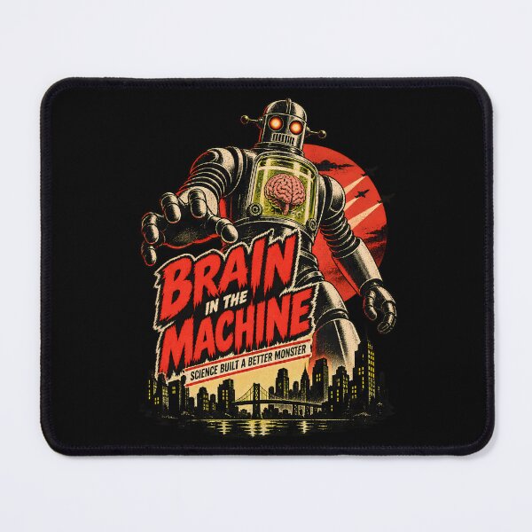 Item preview, Vintage Retro Sci-Fi Robot with Exposed Brain and Futuristic Cityscape designed and sold by potseed21.