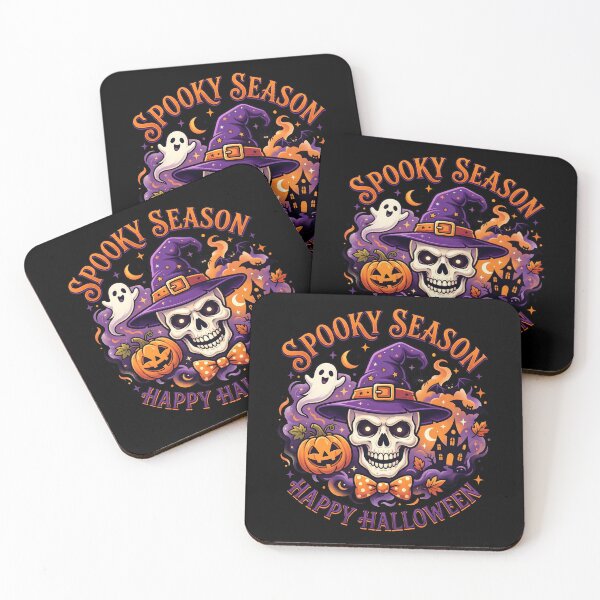 Item preview, Spooky Season Happy Halloween Skull with Witch Hat and Pumpkin – Cute Halloween Apparel Design designed and sold by fawzimorsy.
