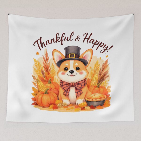 Item preview, Cute Thanksgiving Corgi Art designed and sold by Kedspicedesign.
