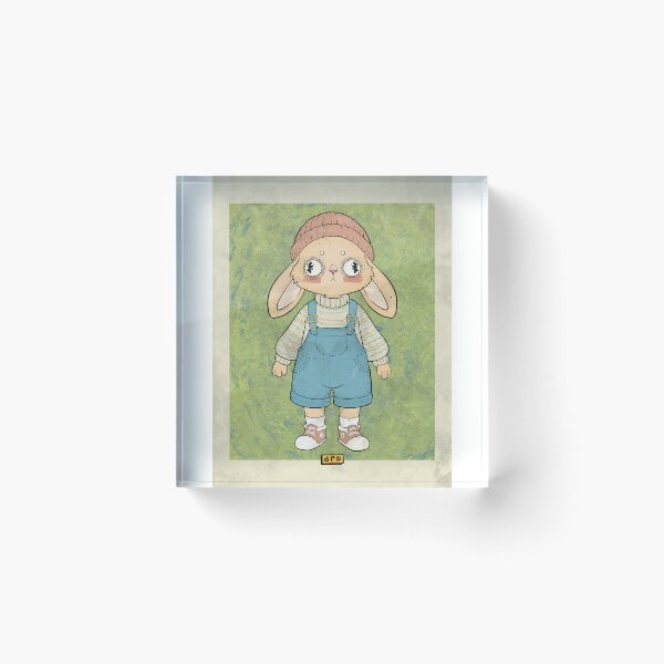 Item preview, Kawaii Bunny Girl in Denim Overalls Art designed and sold by DRP-art.