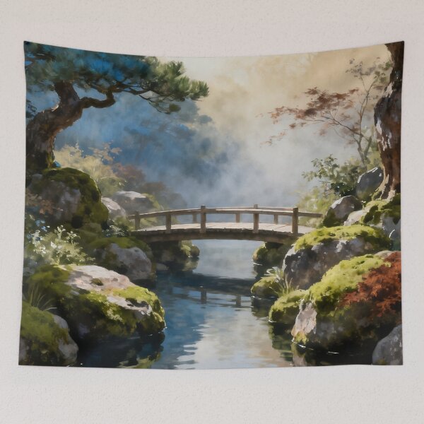 Item preview, Japanese Garden Wall Art, Zen Garden Landscape Painting, Asian Nature Print, Serene Botanical Decor designed and sold by stylishdzign.