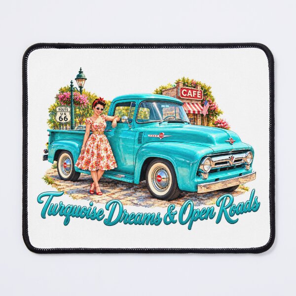 Item preview, Turquoise Dreams & Open Roads — Vintage Route 66 Pickup designed and sold by Russell Thorne.
