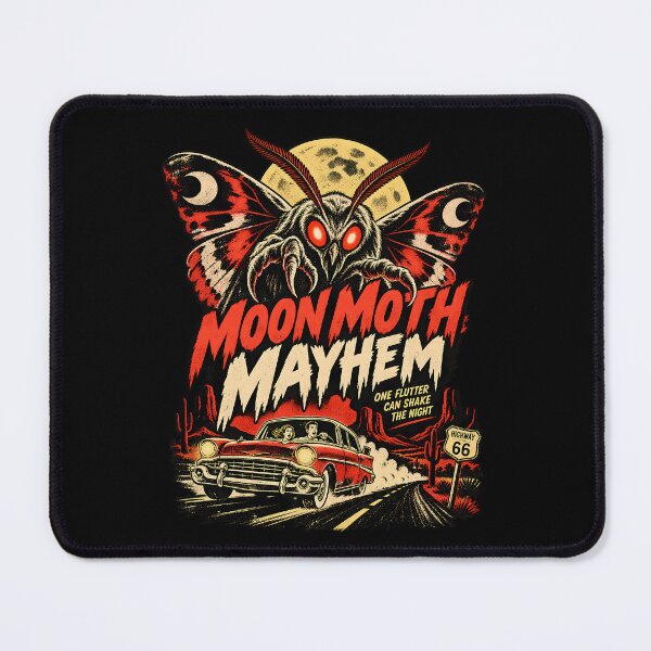 Item preview, Moon Moth Mayhem Vintage Horror Illustration with Highway 66 Car designed and sold by potseed21.