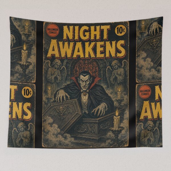 Item preview, Vintage Halloween Cover Art: Haunted Vampire Crypt Awakening designed and sold by bapupa.