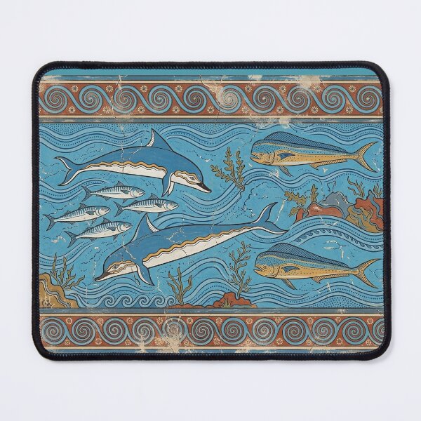 Item preview, The Queen’s Mirage: Minoan Knossos Dolphin Fresco Art Print designed and sold by FreiherrPK.