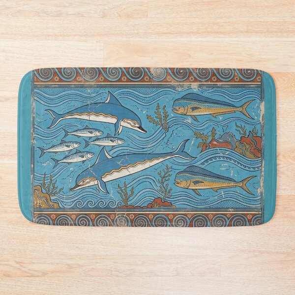 Item preview, The Queen’s Mirage: Minoan Knossos Dolphin Fresco Art Print designed and sold by FreiherrPK.