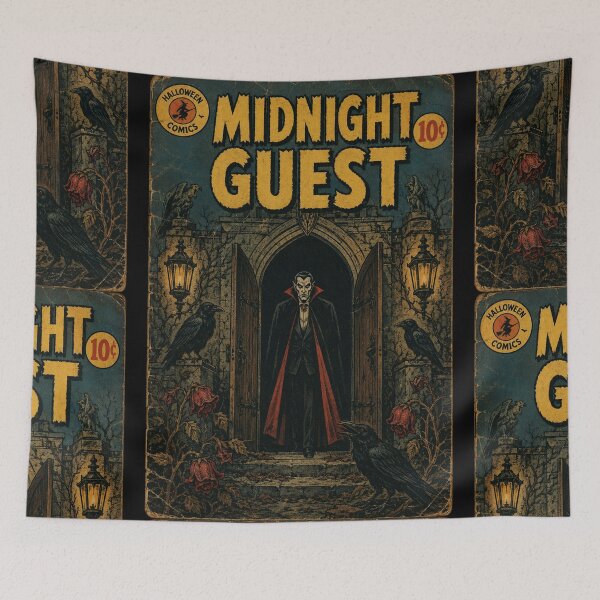 Item preview, Vintage Halloween Cover Art: Moonlit Vampire Manor Visitor designed and sold by bapupa.