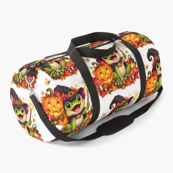 Item preview, Whimsical Halloween Frog – Witch Hat, Pumpkin & Magic Wand designed and sold by Clothes With Smiling Animals Walt Gral.