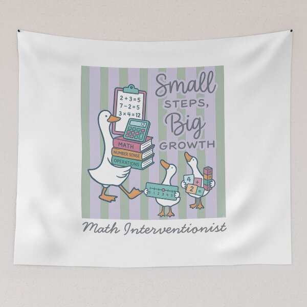 Item preview, Small Steps Big Growth Math Interventionist Teacher Duck Education Graphic designed and sold by NoirLuxeStudio.