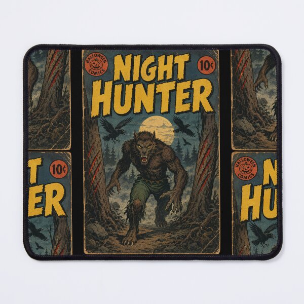 Item preview, Vintage Halloween Cover Art: Werewolf Haunted Forest Hunt designed and sold by bapupa.
