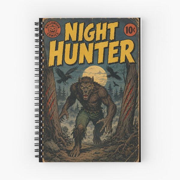 Item preview, Vintage Halloween Cover Art: Werewolf Haunted Forest Hunt designed and sold by bapupa.