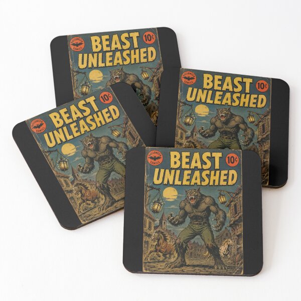 Item preview, Vintage Halloween Cover Art: Werewolf Village Midnight designed and sold by bapupa.