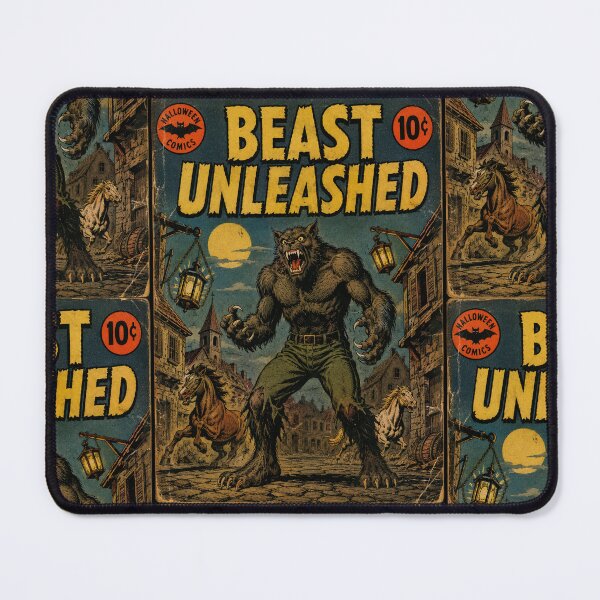 Item preview, Vintage Halloween Cover Art: Werewolf Village Midnight designed and sold by bapupa.