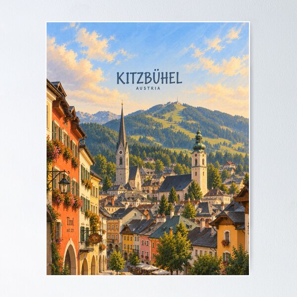 Item preview, Kitzbühel Painterly Tyrolean City Impression designed and sold by MichaeIRellov.