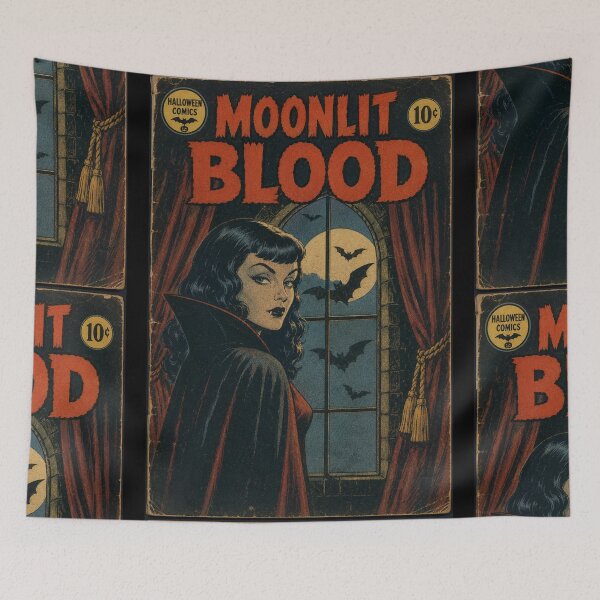 Item preview, Vintage Halloween Cover Art: Gothic Vampire Girl Moonlit designed and sold by bapupa.