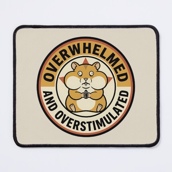 Item preview, Overwhelmed And Overstimulated Retro Hamster Badge designed and sold by DripCultureLab.