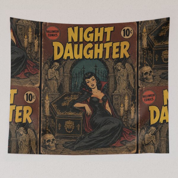 Item preview, Vintage Halloween Cover Art: Sinister Vampire Girl Castle Crypt designed and sold by bapupa.