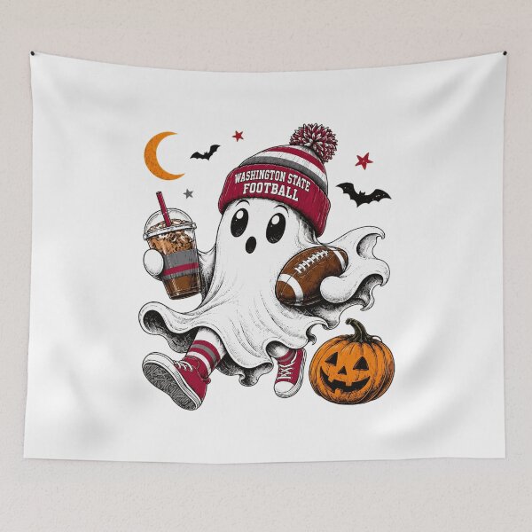 Item preview, Spooky Ghost Football Fan Halloween Coffee designed and sold by AristonCui.