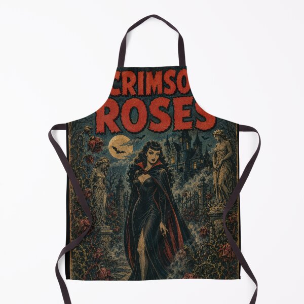 Aperçu de l'œuvre Illustration vintage pour Halloween : Fille vampire dans un jardin de roses hanté créée et vendue par bapupa.