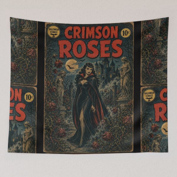 Item preview, Vintage Halloween Cover Art: Vampire Girl Haunted Rose Garden designed and sold by bapupa.