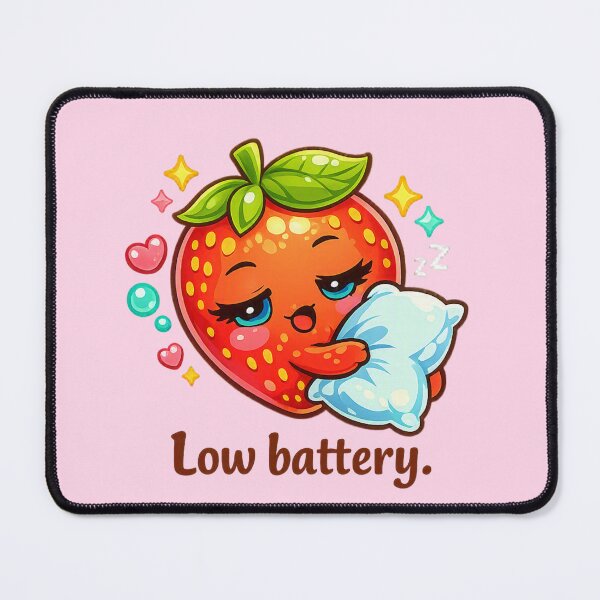 Item preview, Low Battery – Sleepy Strawberry Cartoon  designed and sold by Sommium .