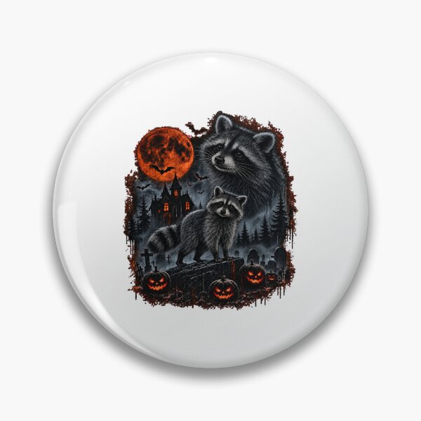 Item preview, Spooky Trash Panda Halloween Raccoon Blood Moon Graveyard Vintage designed and sold by DYALEEZ-XCR.