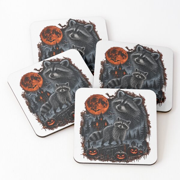 Item preview, Spooky Trash Panda Halloween Raccoon Blood Moon Graveyard Vintage designed and sold by DYALEEZ-XCR.