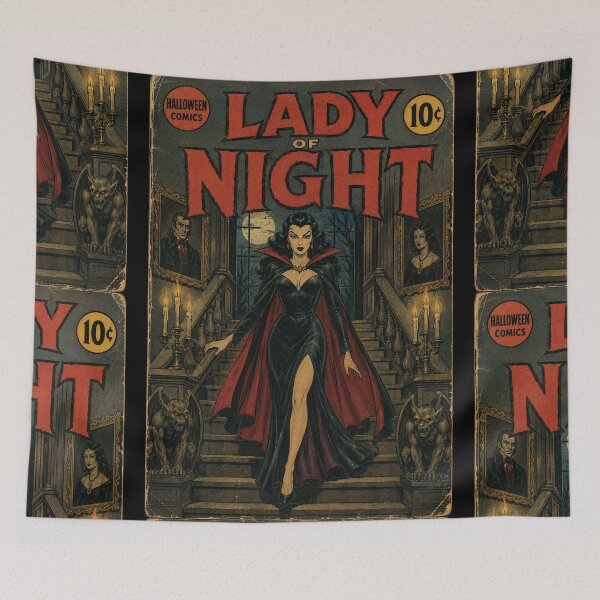 Item preview, Vintage Halloween Cover Art: Gothic Vampire Woman Midnight Manor designed and sold by bapupa.