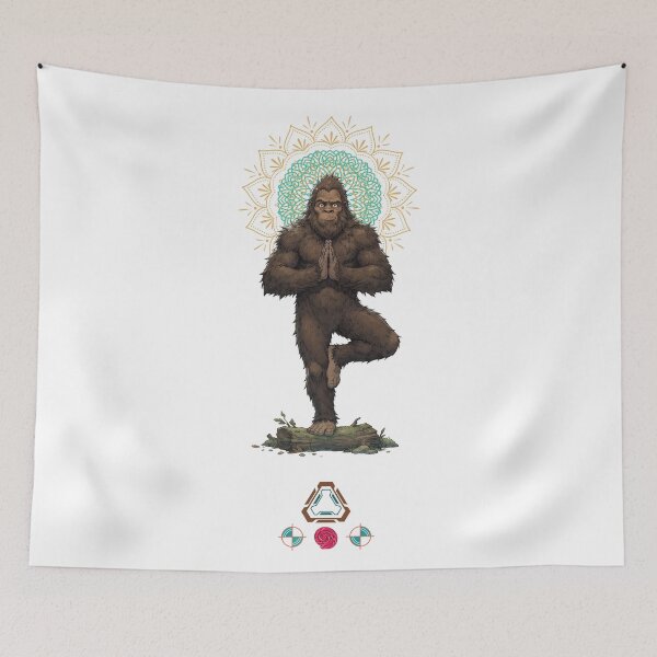 Item preview, Bigfoot Yoga Tree Pose Vrksasana Zen Sasquatch Meditation Funny Cryptid Illustration designed and sold by Whimsy Trail Co.