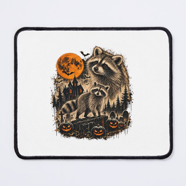 Item preview, Spooky Raccoon Halloween Haunted House Cemetery Vintage Graphic designed and sold by DYALEEZ-XCR.
