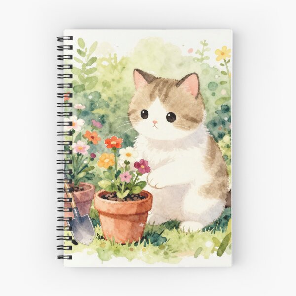 Item preview, Kawaii Garden Cat & Blooms – Watercolor  designed and sold by Ponted.