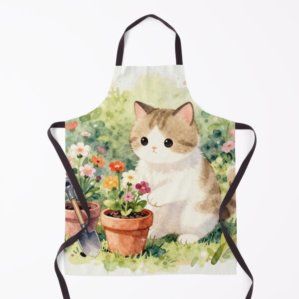 Item preview, Kawaii Garden Cat & Blooms – Watercolor  designed and sold by Ponted.