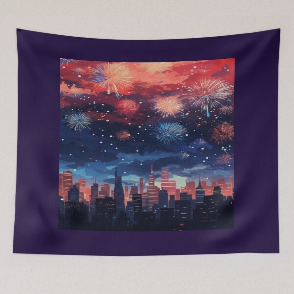 Item preview, Colorful Fireworks City Celebration Artwork  designed and sold by NivyasArtistry.