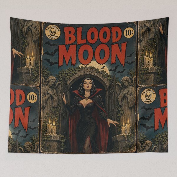 Item preview, Vintage Halloween Cover Art: Sinister Vampire Woman Moonlit Crypt designed and sold by bapupa.