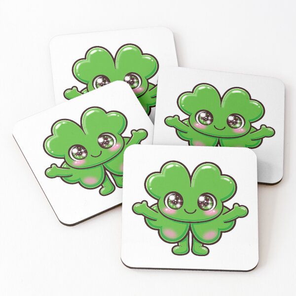Item preview, Kawaii Clover With Eyes | Chibi Lucky Clover Character | Happy Smiling Clover Sticker designed and sold by HoMya.