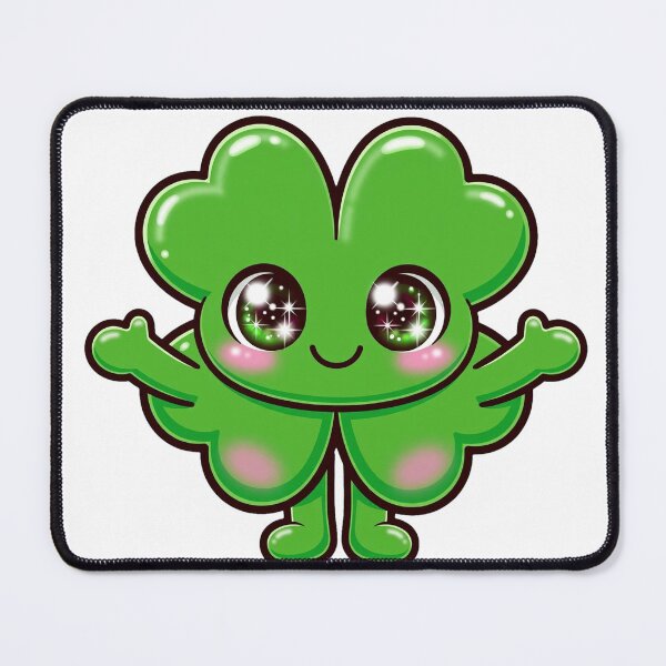 Item preview, Kawaii Clover With Eyes | Chibi Lucky Clover Character | Happy Smiling Clover Sticker designed and sold by HoMya.