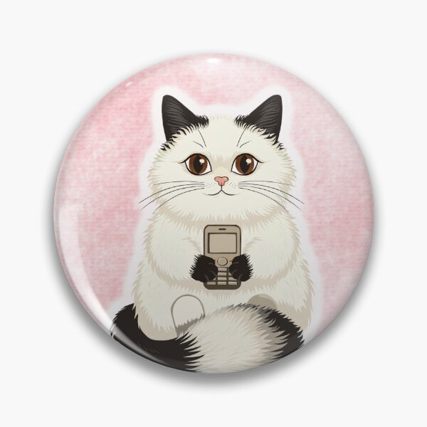 Item preview, Cute Cat Holding Retro Phone Illustration designed and sold by RAJASWARSTORE.