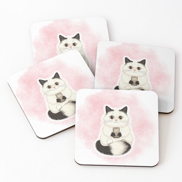 Item preview, Cute Cat Holding Retro Phone Illustration designed and sold by RAJASWARSTORE.