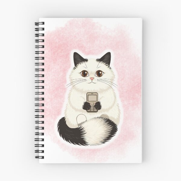 Item preview, Cute Cat Holding Retro Phone Illustration designed and sold by RAJASWARSTORE.