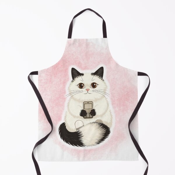 Item preview, Cute Cat Holding Retro Phone Illustration designed and sold by RAJASWARSTORE.