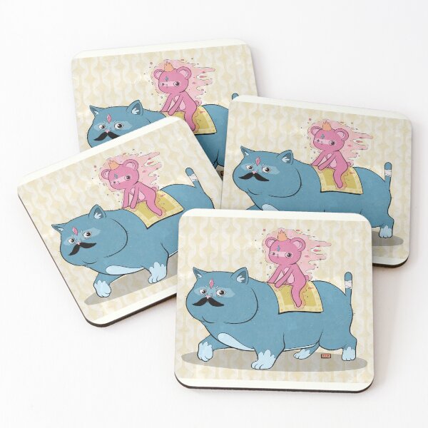 Item preview, Blue Cat with Mustache Carrying Friend Art designed and sold by DRP-art.