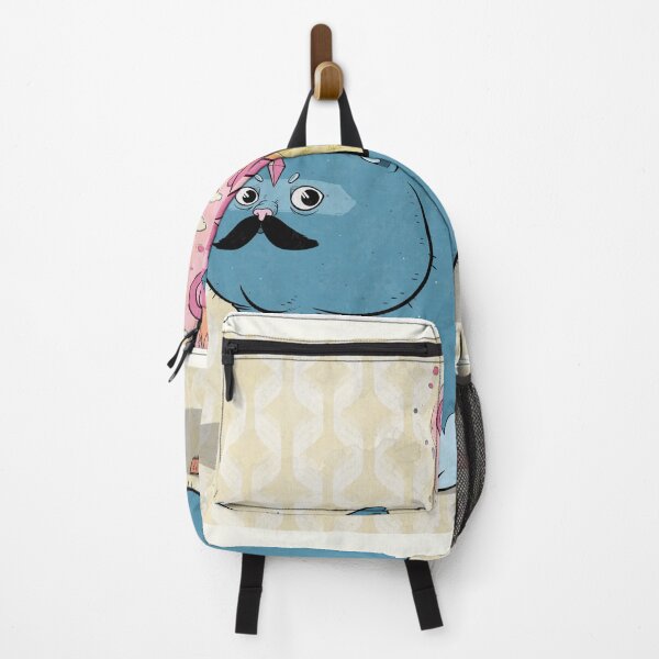Item preview, Blue Cat with Mustache Carrying Friend Art designed and sold by DRP-art.