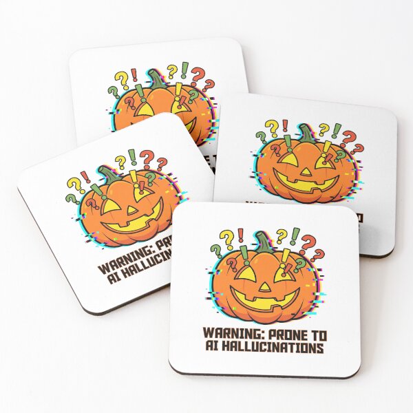 Item preview, Warning Prone to AI Hallucinations Funny Glitch Pumpkin Tech Halloween Pun designed and sold by Studio_88.