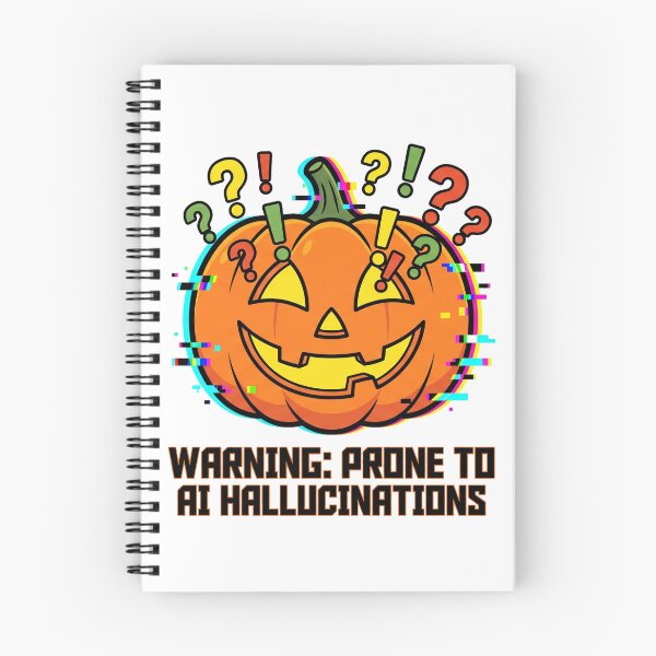 Item preview, Warning Prone to AI Hallucinations Funny Glitch Pumpkin Tech Halloween Pun designed and sold by Studio_88.