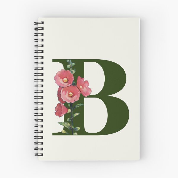 Item preview, Letter B Initial with Pink Hollyhock Flowers Alphabet designed and sold by JoyfulWhimsy.